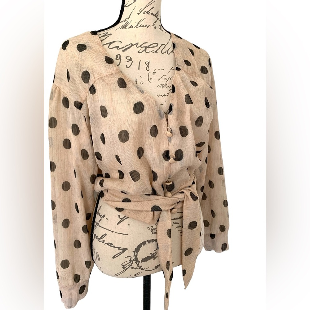 Nanushka Amulet Cream Dot Blouse Size M - Picture 3 of 9
